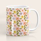 Muted Retro Ditsy Floral Pattern - Vintage Flowers Seamless Design Coffee Mug Gallery Image 1