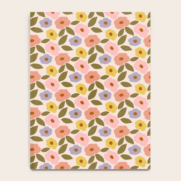 Muted Retro Ditsy Floral Pattern - Vintage Flowers Seamless Design Notebook Gallery Image 4