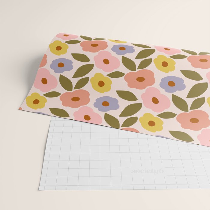 Muted Retro Ditsy Floral Pattern - Vintage Flowers Seamless Design Wrapping Paper Gallery Image 2