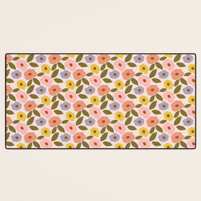 Muted Retro Ditsy Floral Pattern - Vintage Flowers Seamless Design Desk Mat Gallery Image 3