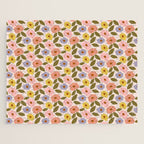 Muted Retro Ditsy Floral Pattern - Vintage Flowers Seamless Design Jigsaw Puzzle Gallery Image 1