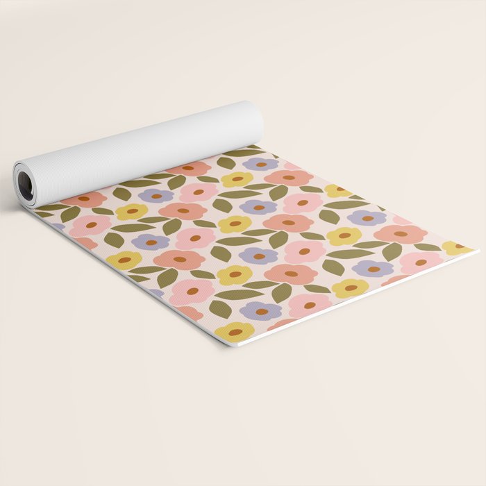 Muted Retro Ditsy Floral Pattern - Vintage Flowers Seamless Design Yoga Mat Gallery Image 2