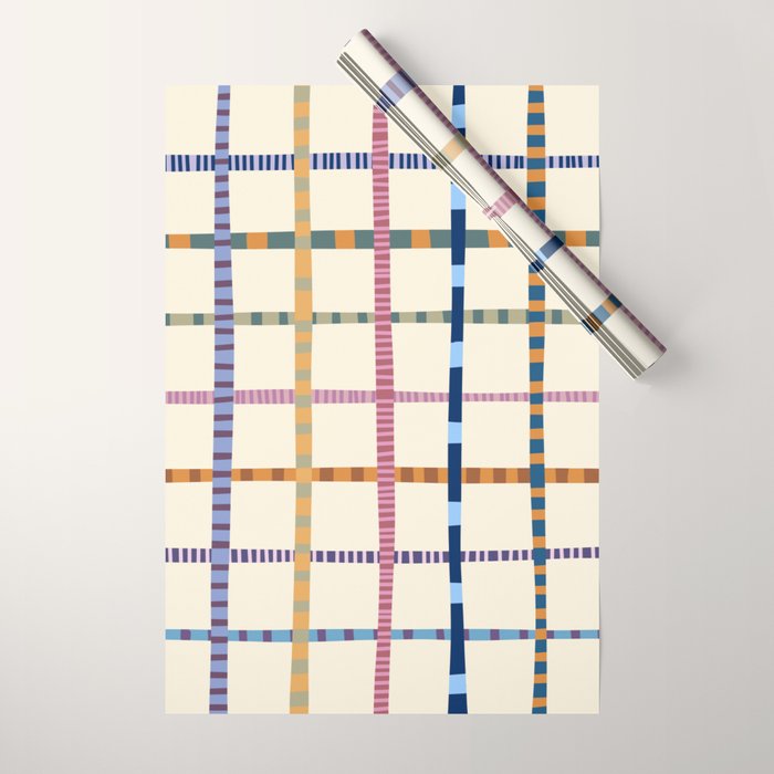 Colorful Patterned Grid Wrapping Paper Gallery Image 1
