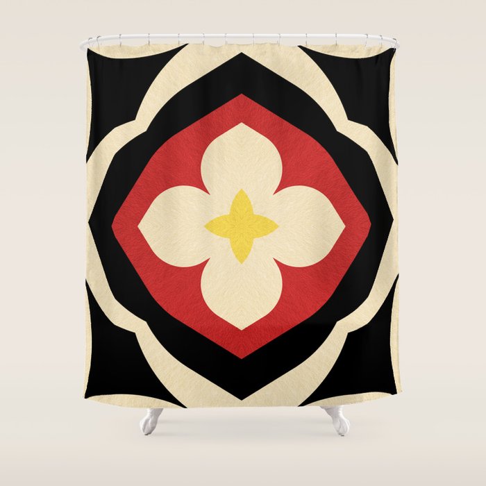 Mid-Century Modern Flower Shower Curtain Gallery Image 1