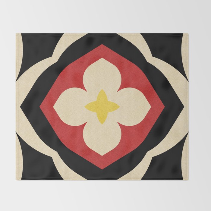 Mid-Century Modern Flower Throw Blanket Gallery Image 2