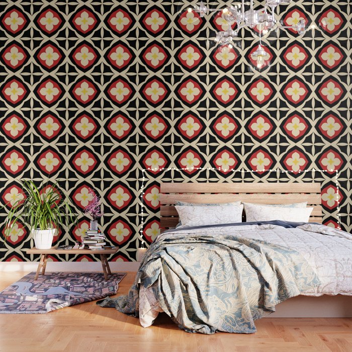 Mid-Century Modern Flower Wallpaper Gallery Image 1