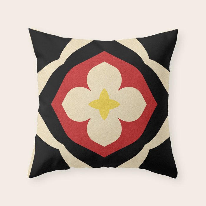 Mid-Century Modern Flower Throw Pillow Gallery Image 1