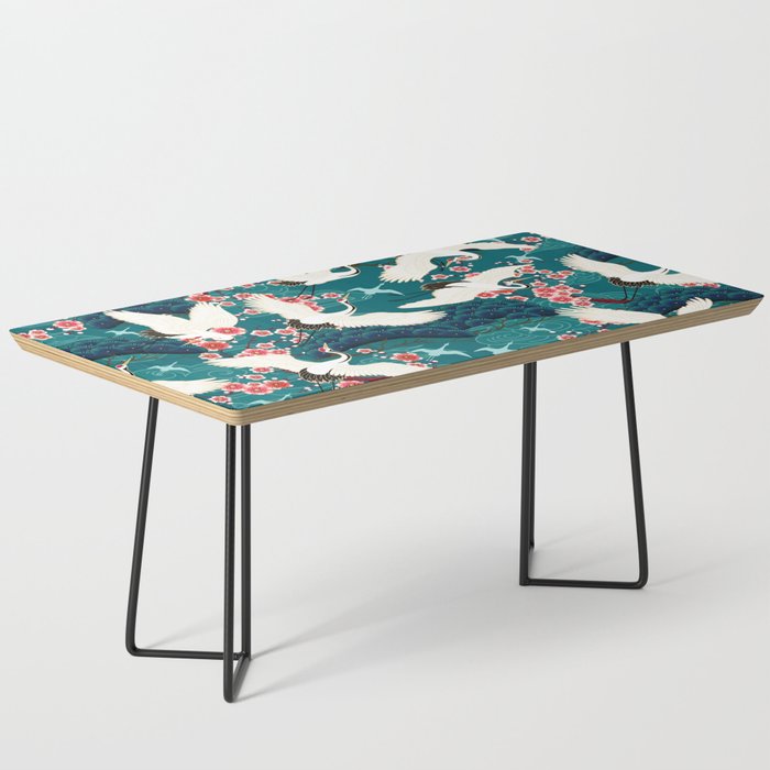 Japanese Crane Oriental Teal Ocean Pattern Coffee Table Gallery Image 1