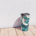 Japanese Crane Oriental Teal Ocean Pattern Travel Mug Gallery Image 4