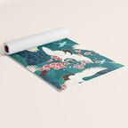 Japanese Crane Oriental Teal Ocean Pattern Yoga Mat Gallery Image 2