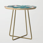 Japanese Crane Oriental Teal Ocean Pattern Side Table Gallery Image 1
