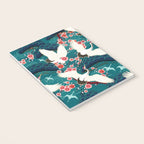 Japanese Crane Oriental Teal Ocean Pattern Notebook Gallery Image 3