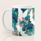 Japanese Crane Oriental Teal Ocean Pattern Coffee Mug Gallery Image 3