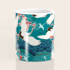 Japanese Crane Oriental Teal Ocean Pattern Coffee Mug Gallery Image 4
