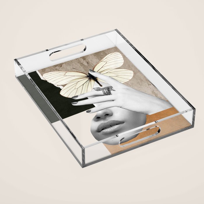 collage art / butterfly 2 Acrylic Tray Gallery Image 1