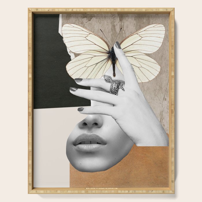 collage art / butterfly 2 Serving Tray Gallery Image 1