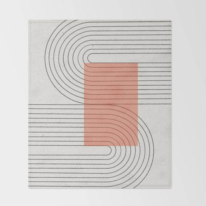 Peachy Modern Geometric  Throw Blanket Gallery Image 2