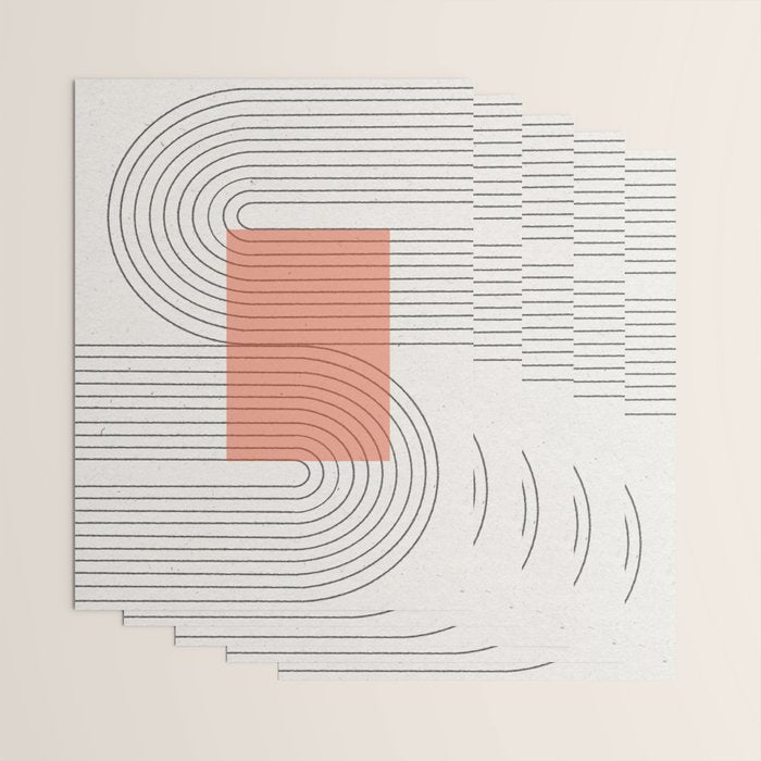 Peachy Modern Geometric  Wrapping Paper Gallery Image 3