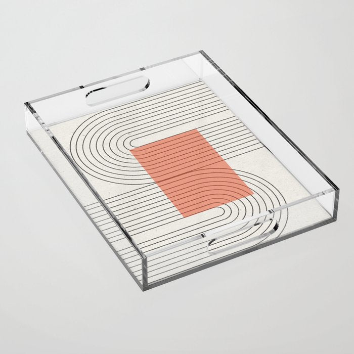 Peachy Modern Geometric  Acrylic Tray Gallery Image 1