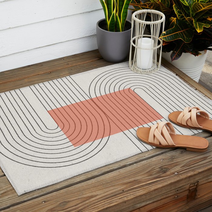 Peachy Modern Geometric  Outdoor Rug Gallery Image 2