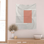 Peachy Modern Geometric  Wall Tapestry Gallery Image 2