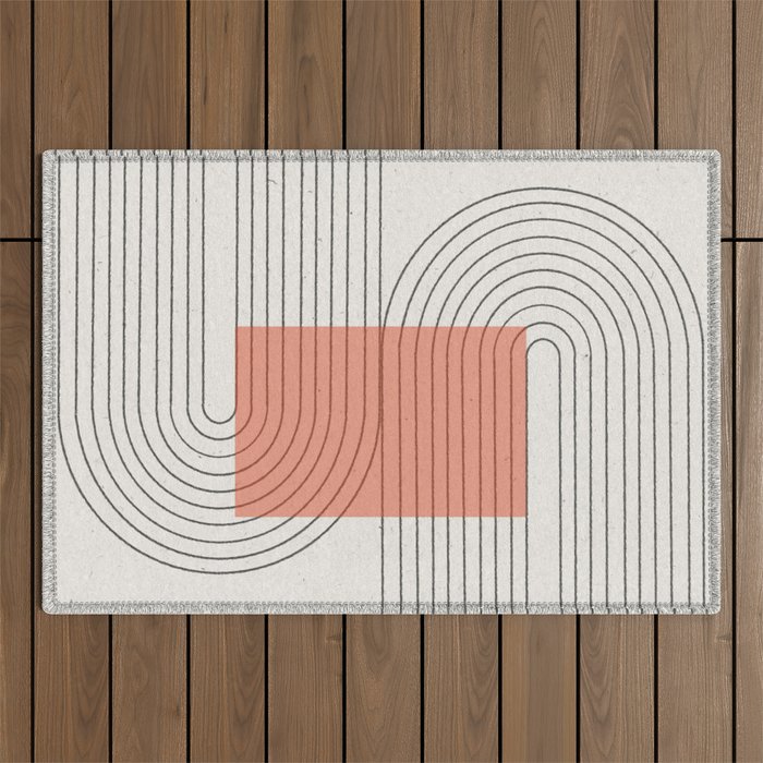 Peachy Modern Geometric  Outdoor Rug Gallery Image 1