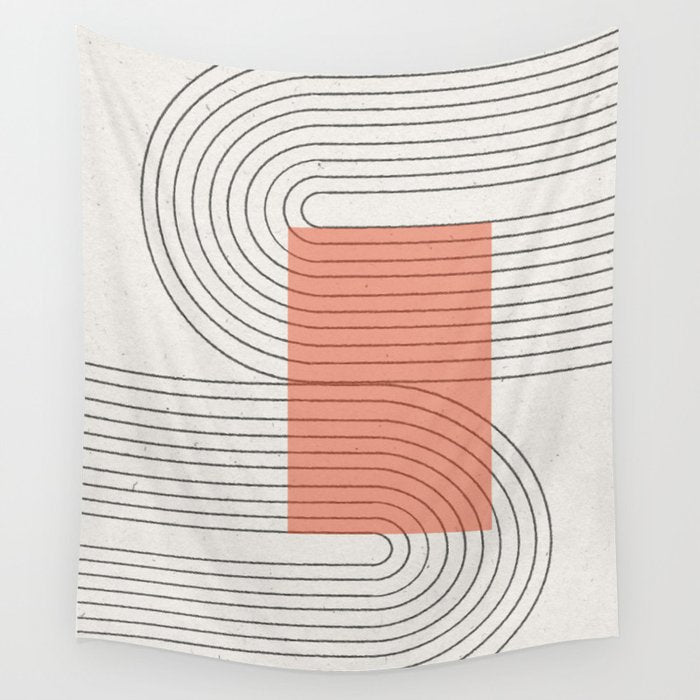 Peachy Modern Geometric  Wall Tapestry Gallery Image 1