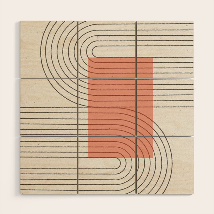 Peachy Modern Geometric  Wood Wall Art Gallery Image 1