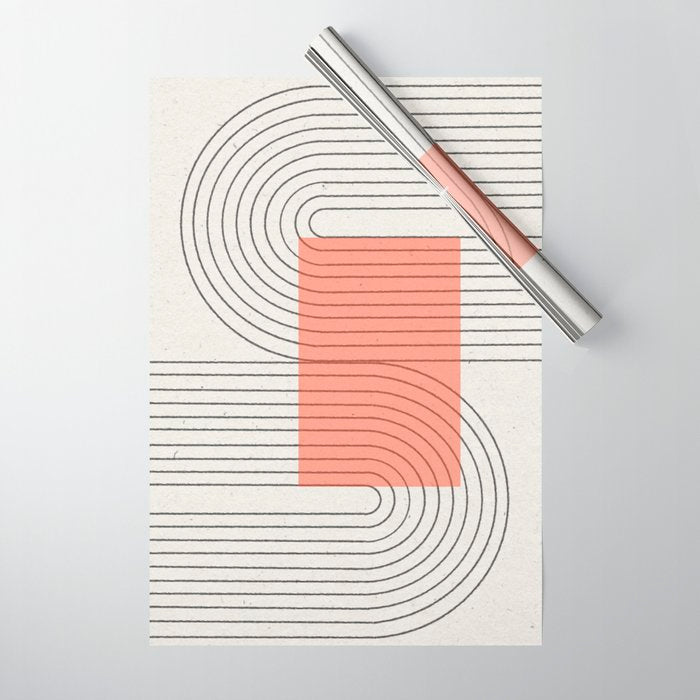 Peachy Modern Geometric  Wrapping Paper Gallery Image 1