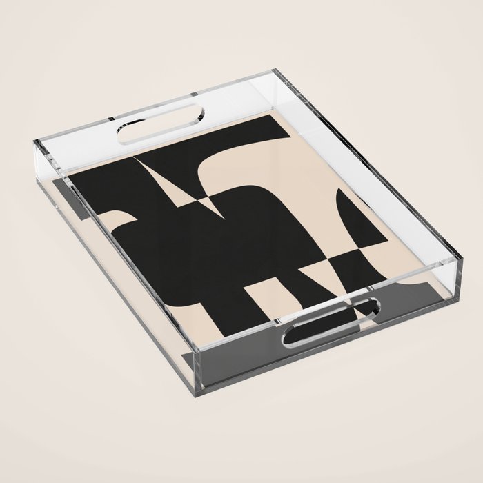 Modern Black And White Abstract Art 5 Acrylic Tray Gallery Image 1