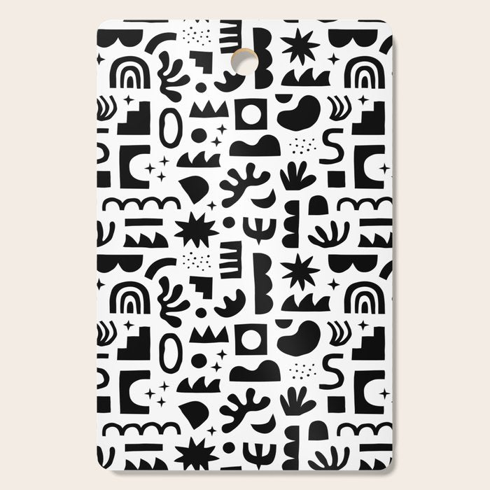 Black and white abstract organic shape pattern Cutting Board Gallery Image 1