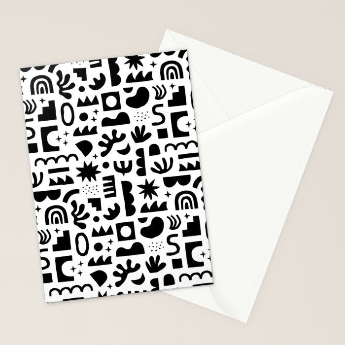 Black and white abstract organic shape pattern Stationery Card Gallery Image 2