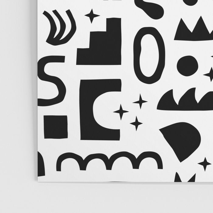 Black and white abstract organic shape pattern Poster Gallery Image 3