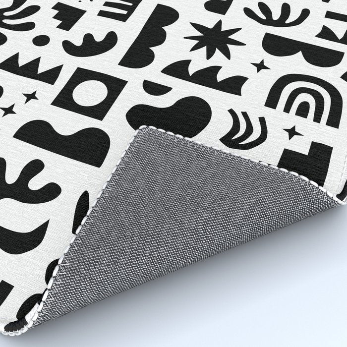 Black and white abstract organic shape pattern Rug Gallery Image 4