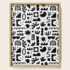 Black and white abstract organic shape pattern Serving Tray Gallery Image 1