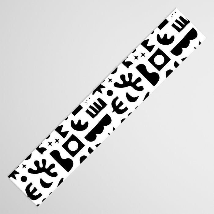 Black and white abstract organic shape pattern Table Runner Gallery Image 3