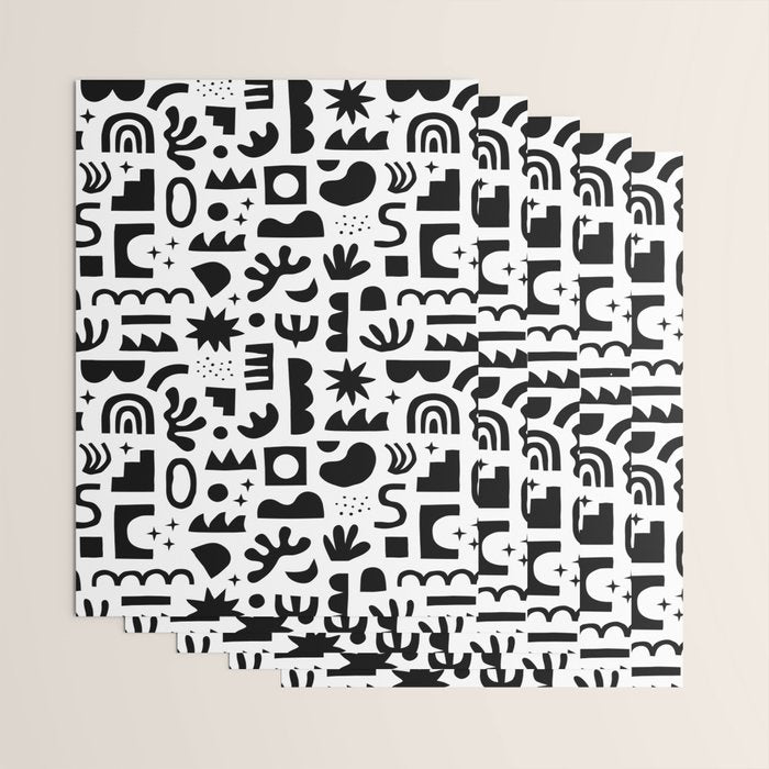Black and white abstract organic shape pattern Wrapping Paper Gallery Image 3