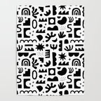 Black and white abstract organic shape pattern Poster Gallery Image 4