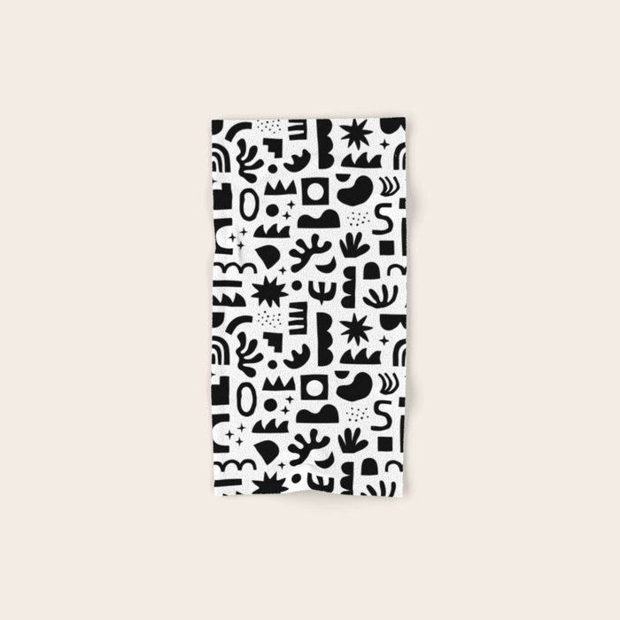 Black and white abstract organic shape pattern Bath Towel Gallery Image 1