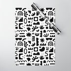 Black and white abstract organic shape pattern Wrapping Paper Gallery Image 1