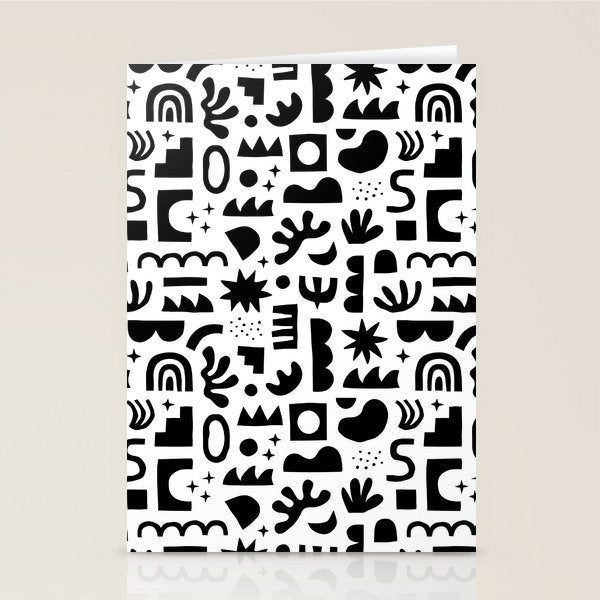 Black and white abstract organic shape pattern Stationery Card Gallery Image 2