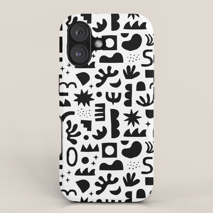 Black and white abstract organic shape pattern iPhone Case Gallery Image 1