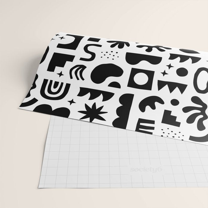 Black and white abstract organic shape pattern Wrapping Paper Gallery Image 2