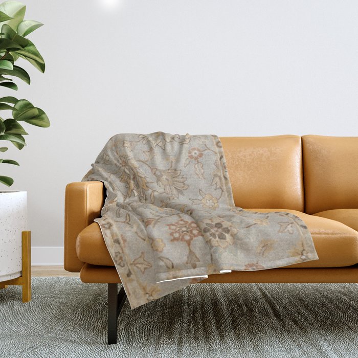 Antique Persian Floral Medallion Vector Painting Throw Blanket Gallery Image 1