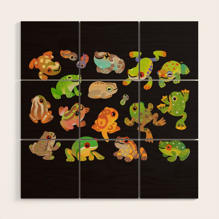 Tree frog - dark Wood Wall Art Gallery Image 1