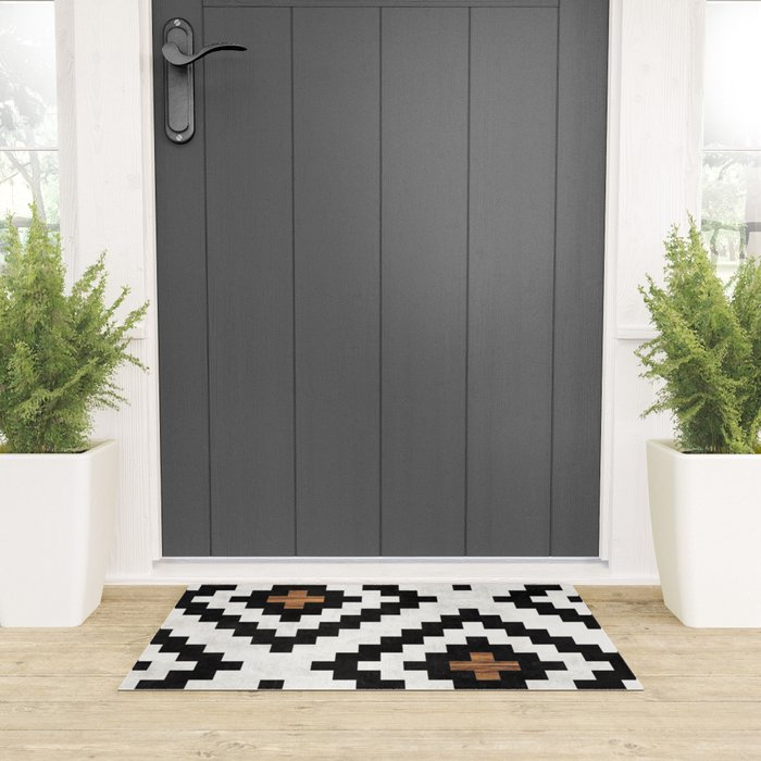 Urban Tribal Pattern No.16 - Aztec - Concrete and Wood Welcome Mat Gallery Image 3
