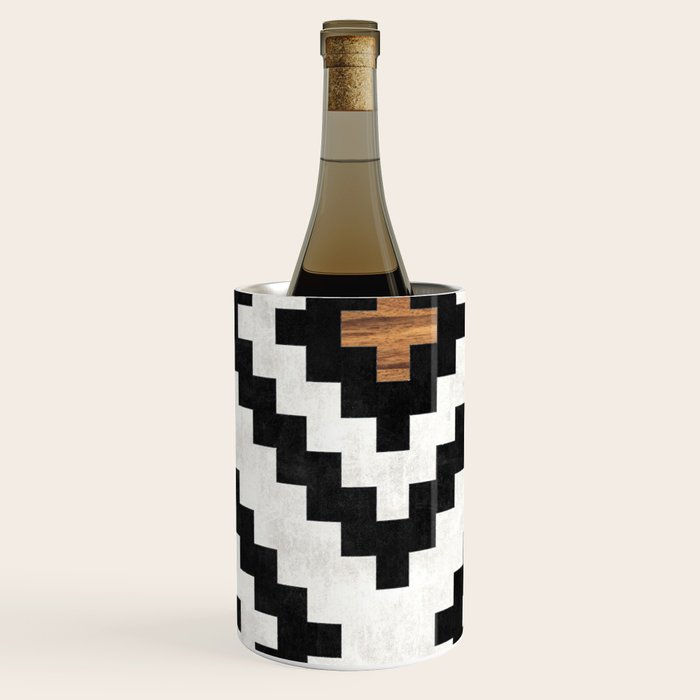 Urban Tribal Pattern No.16 - Aztec - Concrete and Wood Wine Chiller Gallery Image 2