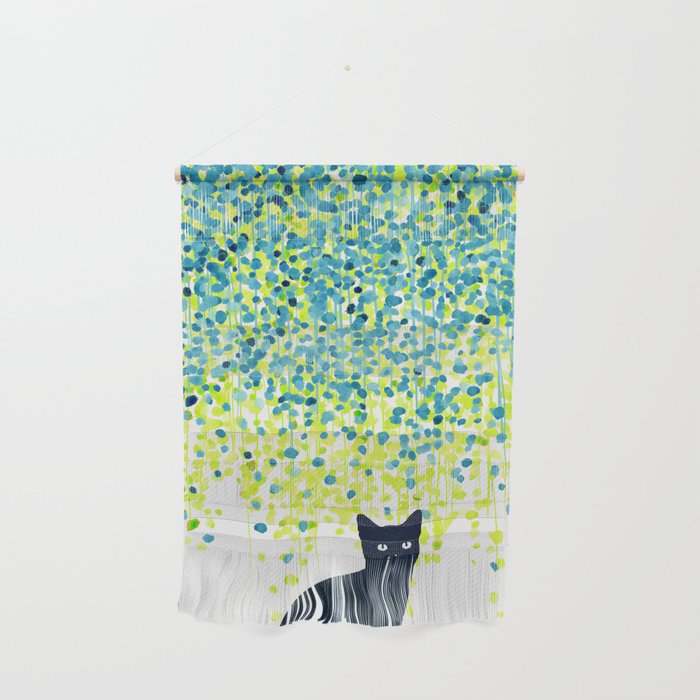 Cat in the garden under willow tree Wall Hanging Gallery Image 1