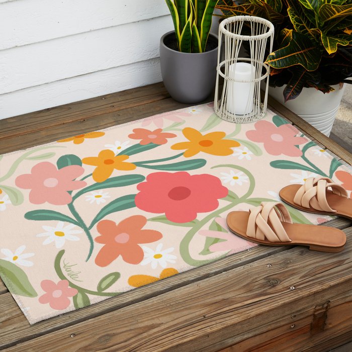 Bold Flowers Outdoor Rug Gallery Image 2