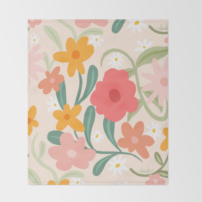 Bold Flowers Throw Blanket Gallery Image 2